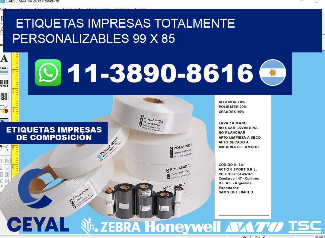 etiquetas impresas totalmente personalizables 99 x 85