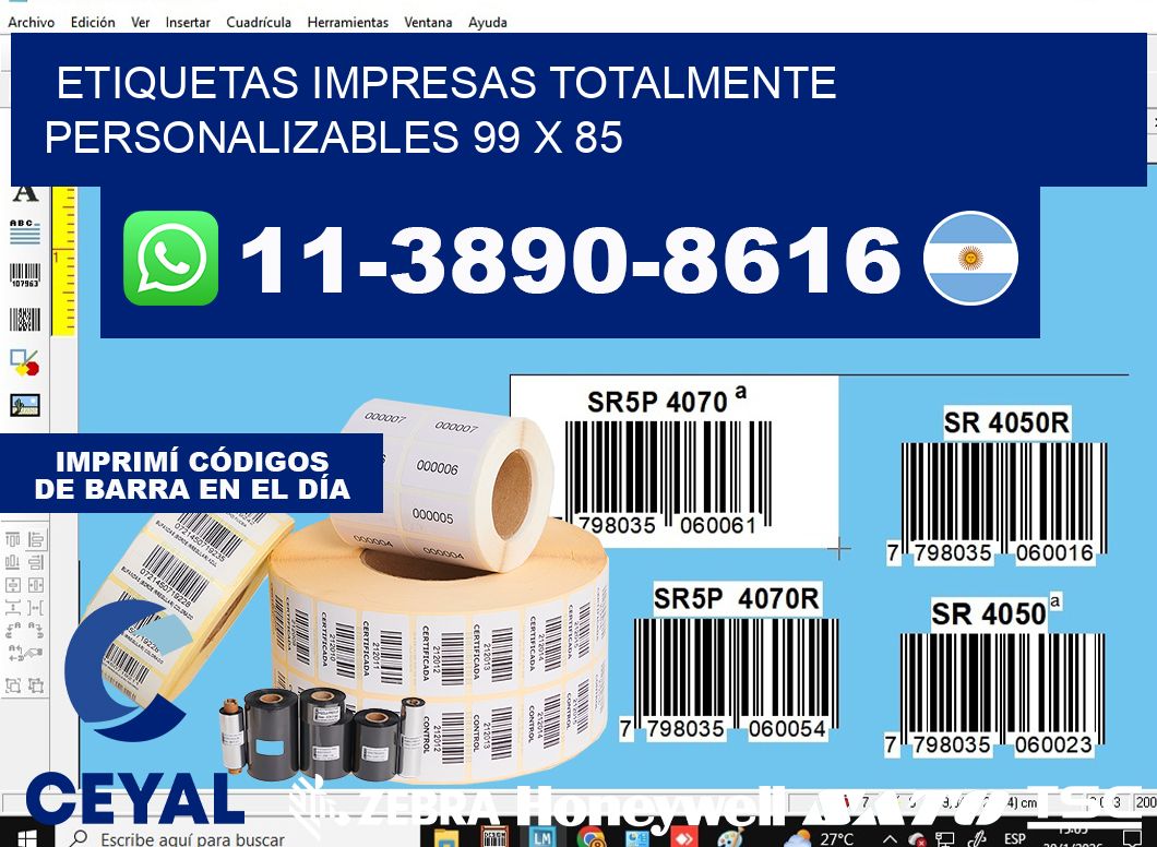 etiquetas impresas totalmente personalizables 99 x 85