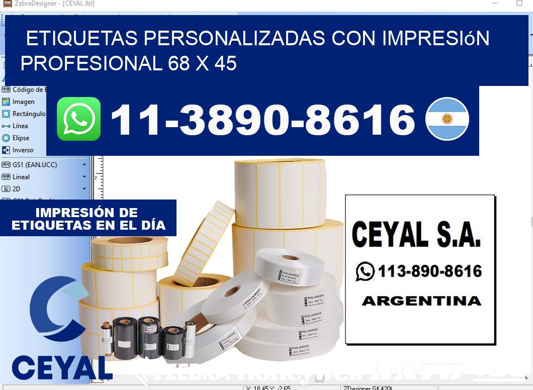 etiquetas personalizadas con impresión profesional 68 x 45