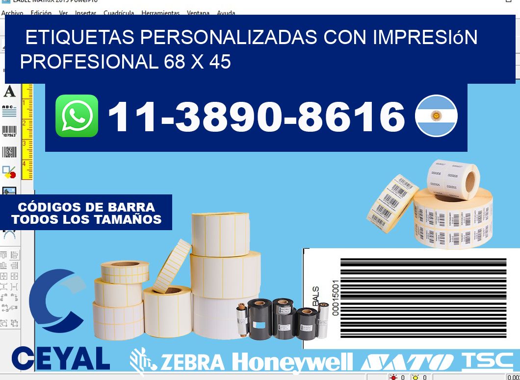 etiquetas personalizadas con impresión profesional 68 x 45