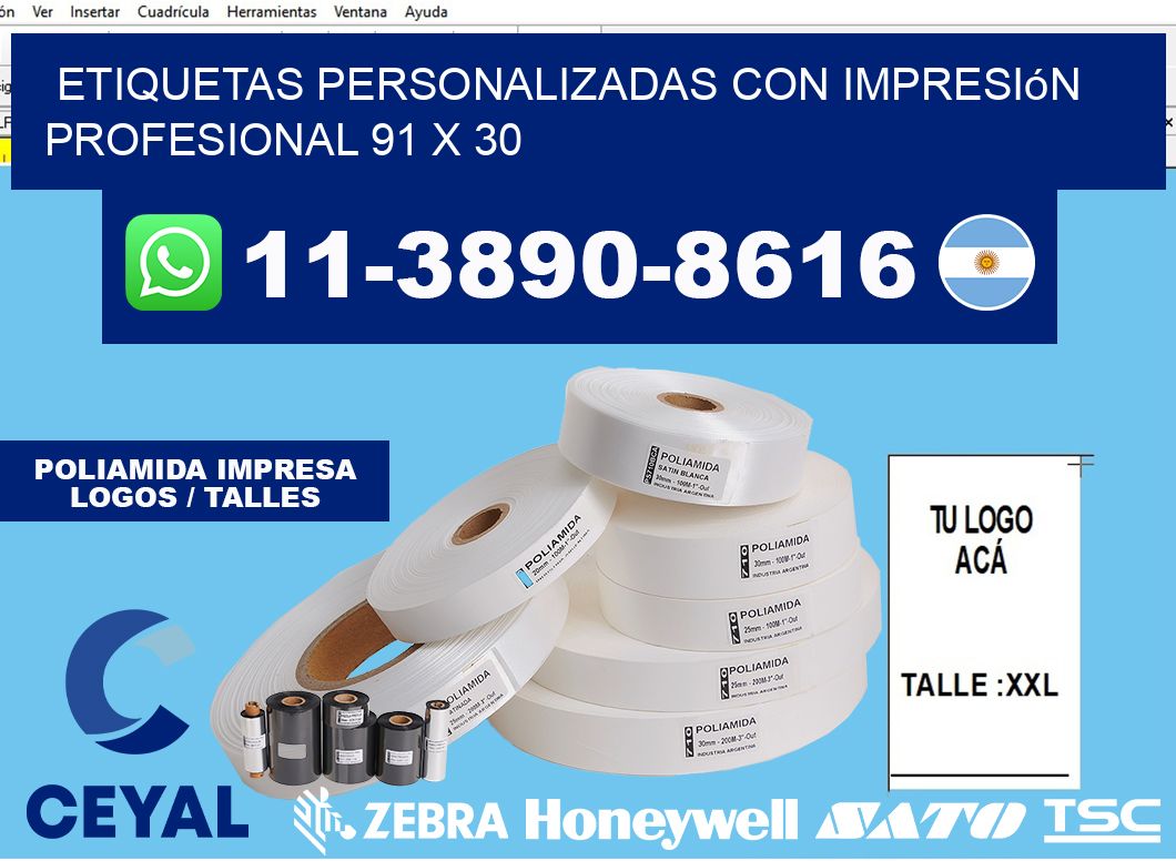 etiquetas personalizadas con impresión profesional 91 x 30