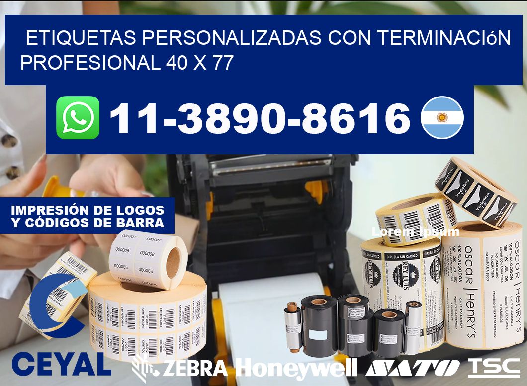 etiquetas personalizadas con terminación profesional 40 x 77