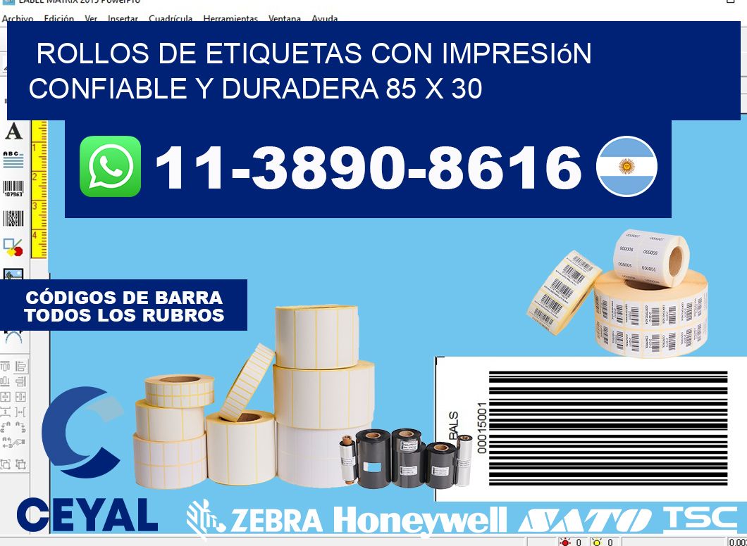 rollos de etiquetas con impresión confiable y duradera 85 x 30
