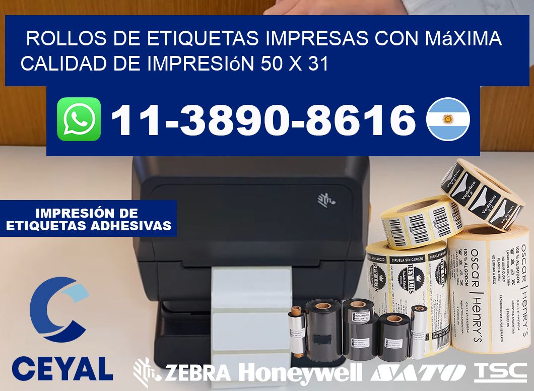 rollos de etiquetas impresas con máxima calidad de impresión 50 x 31