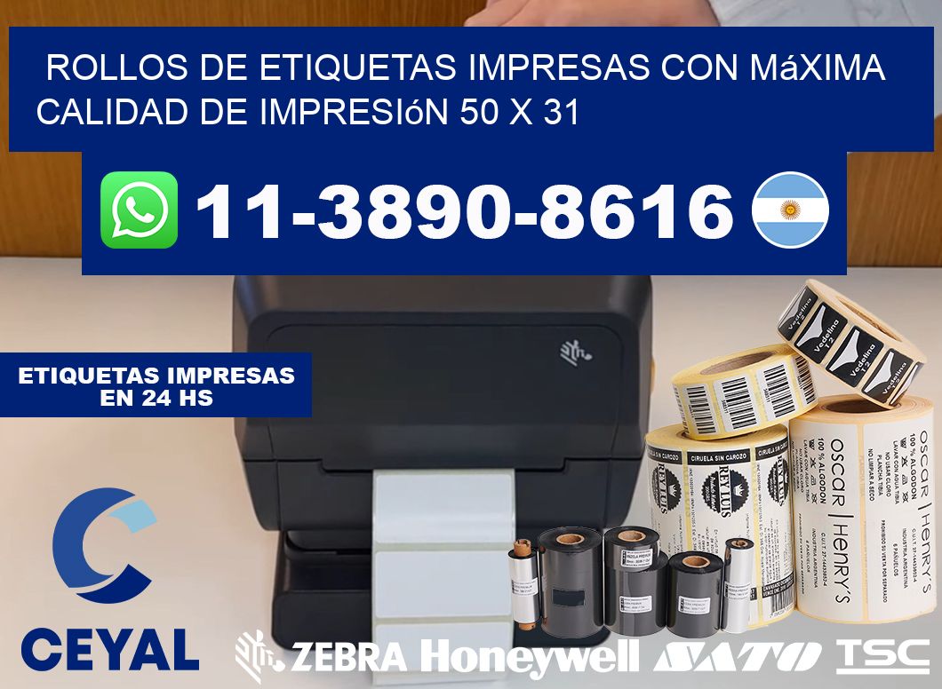 rollos de etiquetas impresas con máxima calidad de impresión 50 x 31