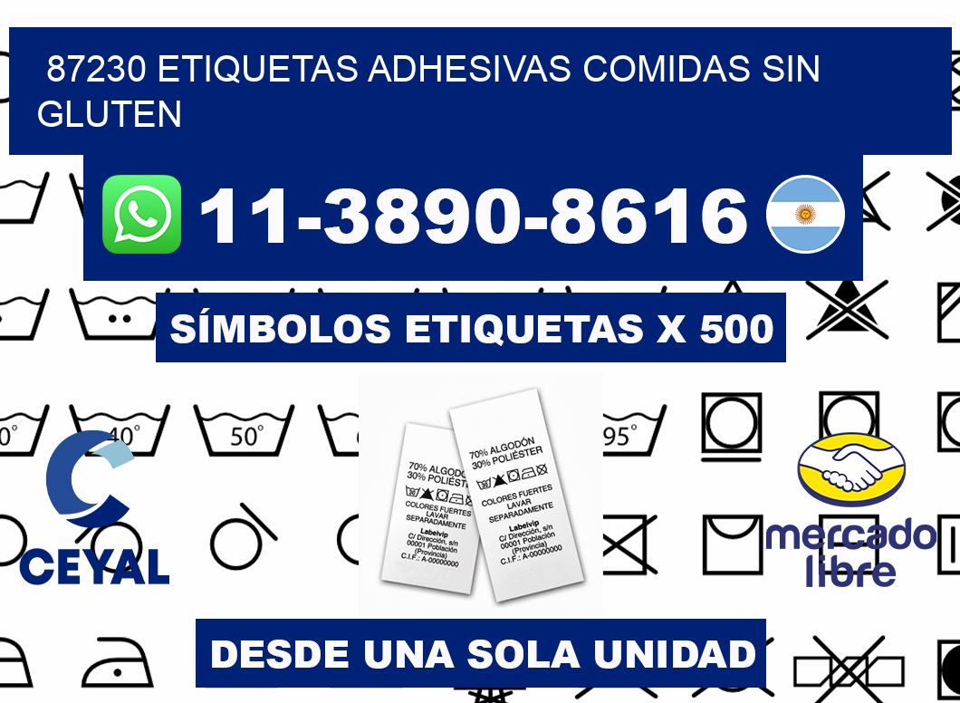 87230 etiquetas adhesivas comidas sin gluten