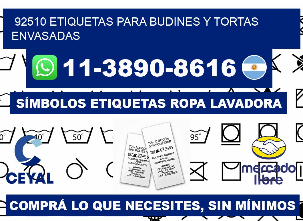 92510 etiquetas para budines y tortas envasadas