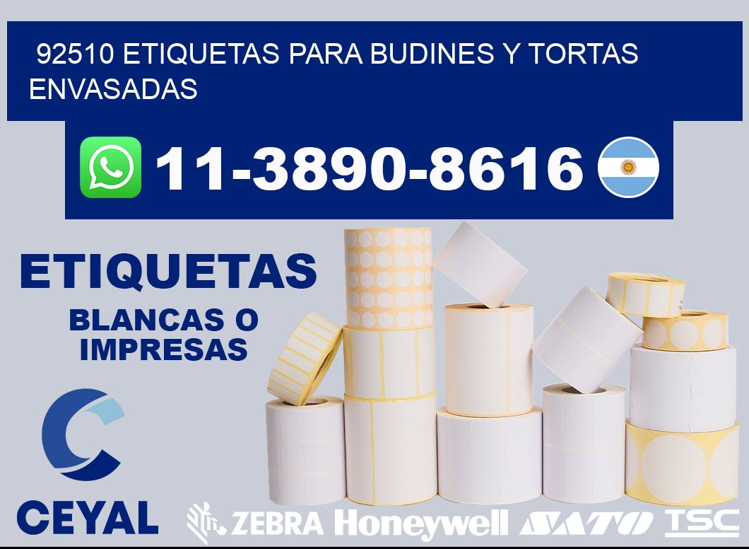 92510 etiquetas para budines y tortas envasadas