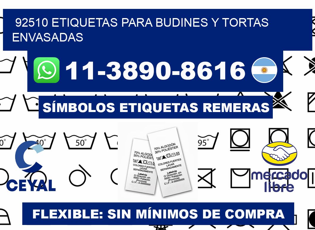 92510 etiquetas para budines y tortas envasadas
