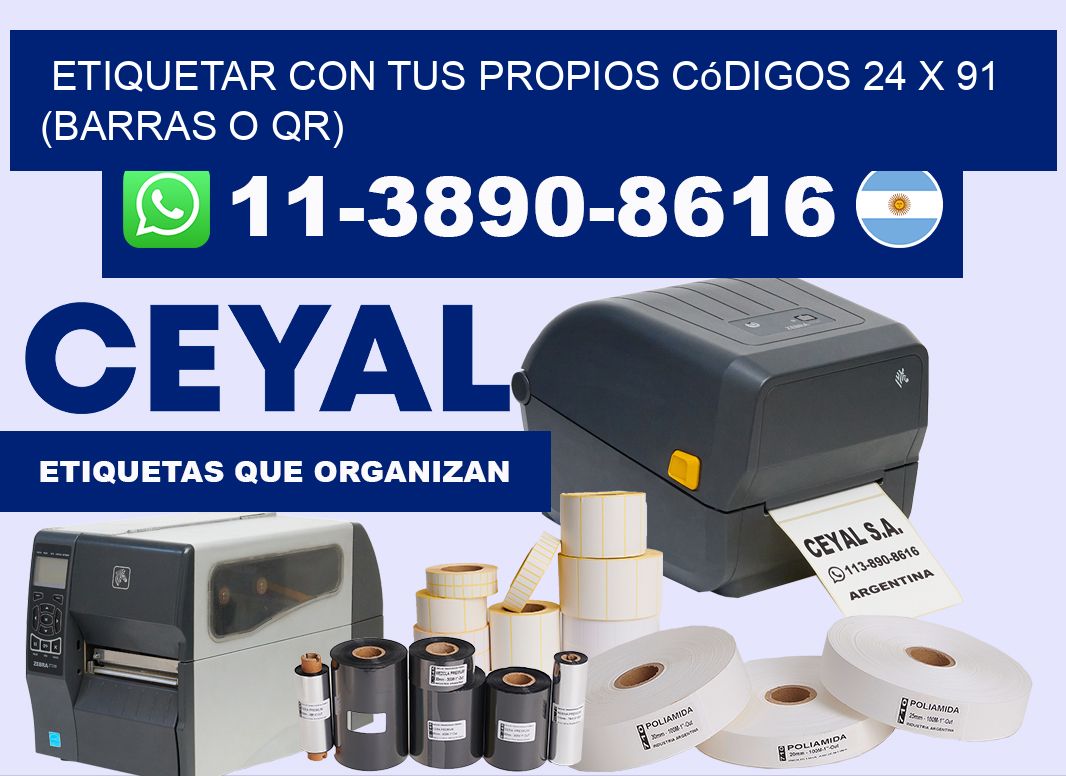 Etiquetar con tus propios códigos 24 x 91 (barras o QR)