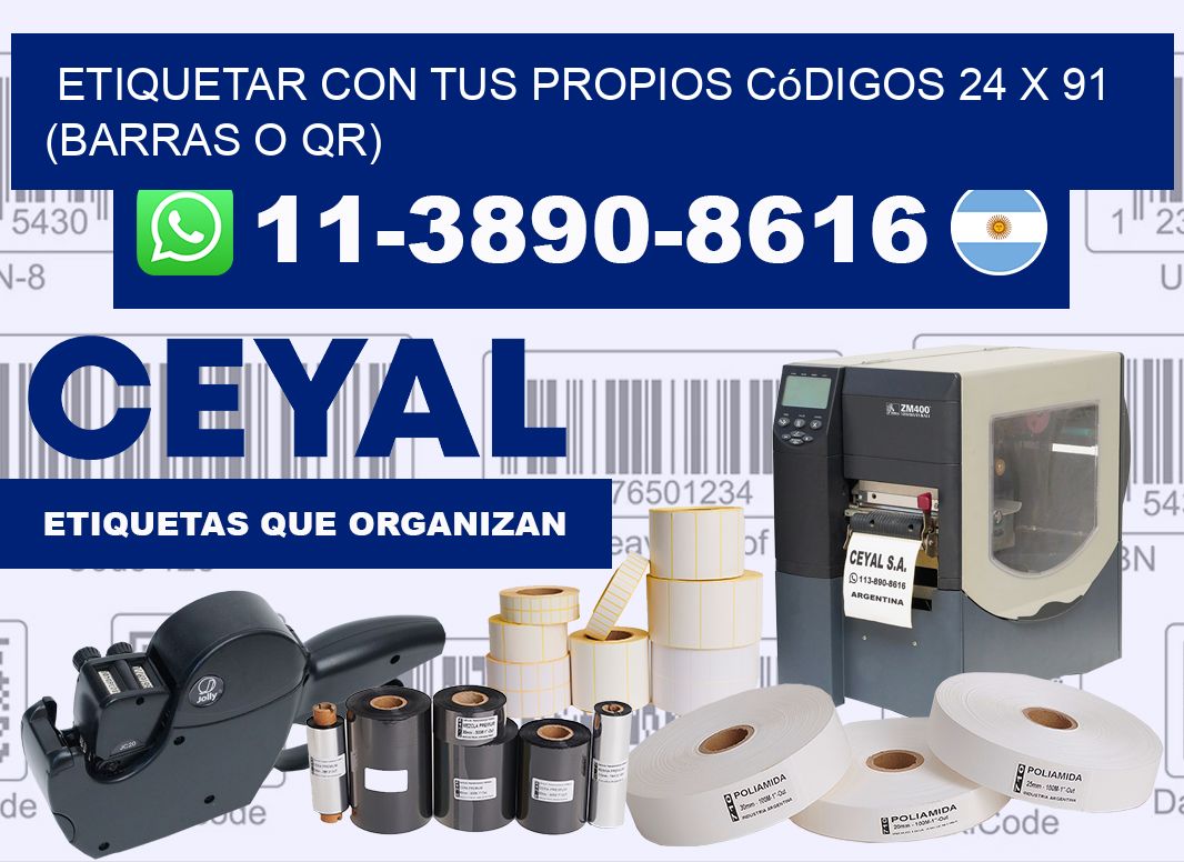 Etiquetar con tus propios códigos 24 x 91 (barras o QR)