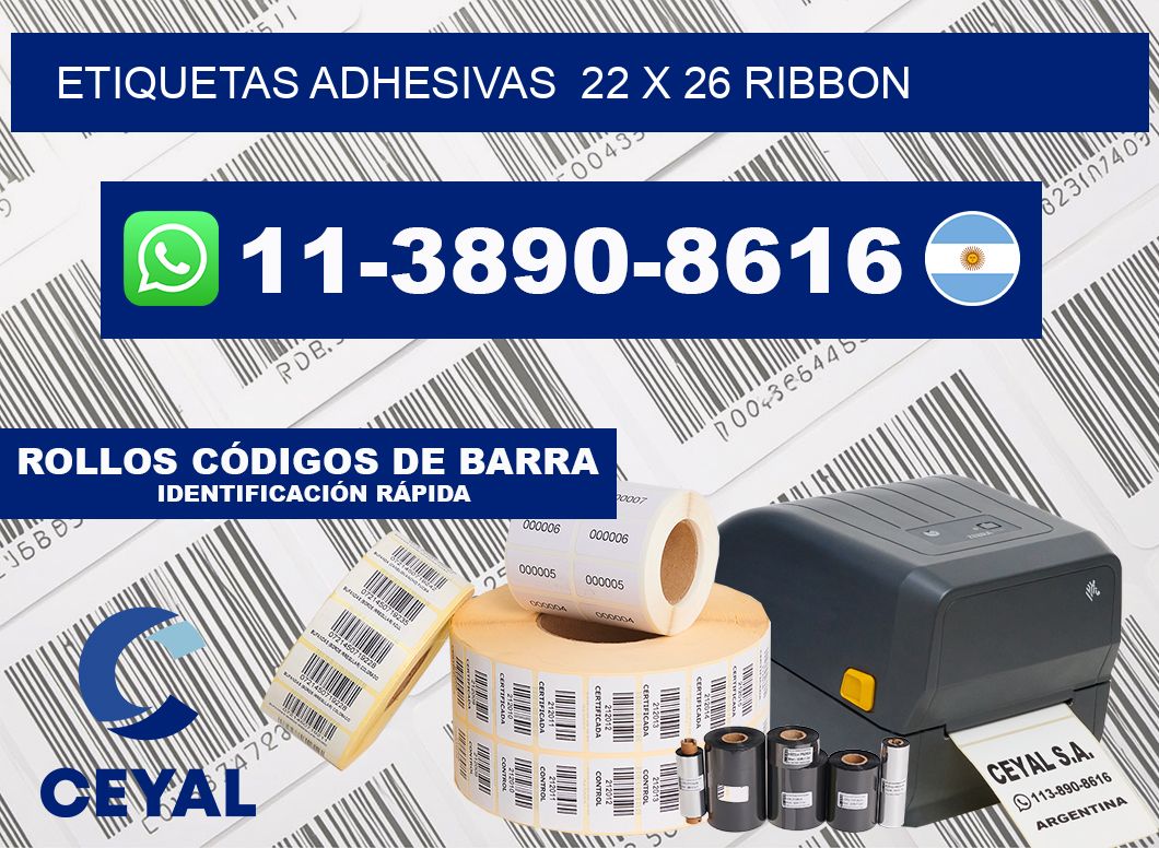Etiquetas adhesivas  22 x 26 ribbon