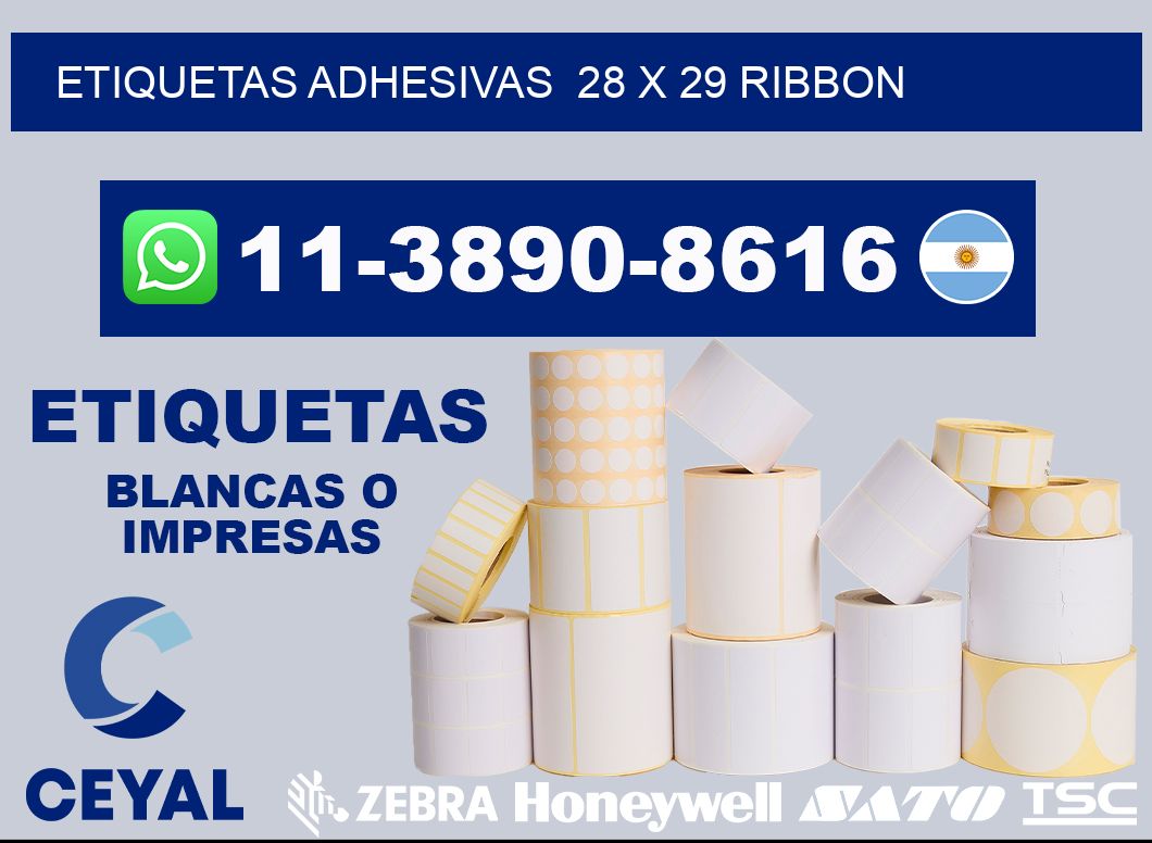 Etiquetas adhesivas  28 x 29 ribbon