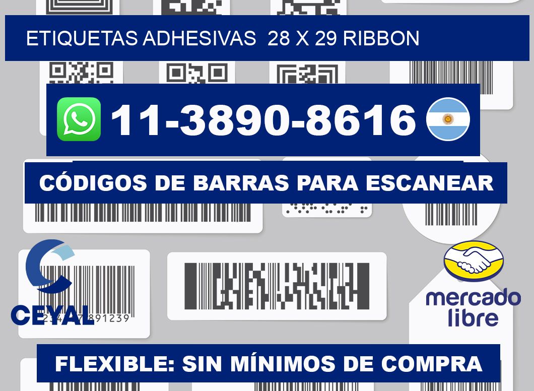Etiquetas adhesivas  28 x 29 ribbon