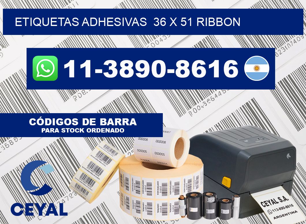 Etiquetas adhesivas  36 x 51 ribbon