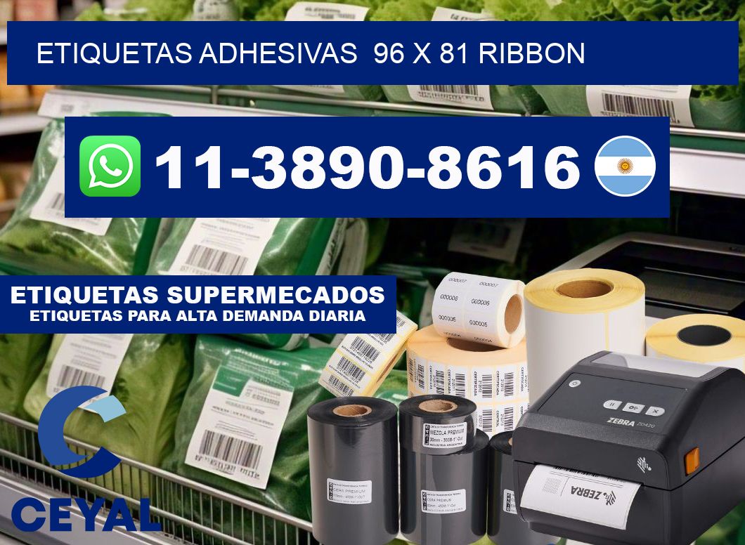 Etiquetas adhesivas  96 x 81 ribbon