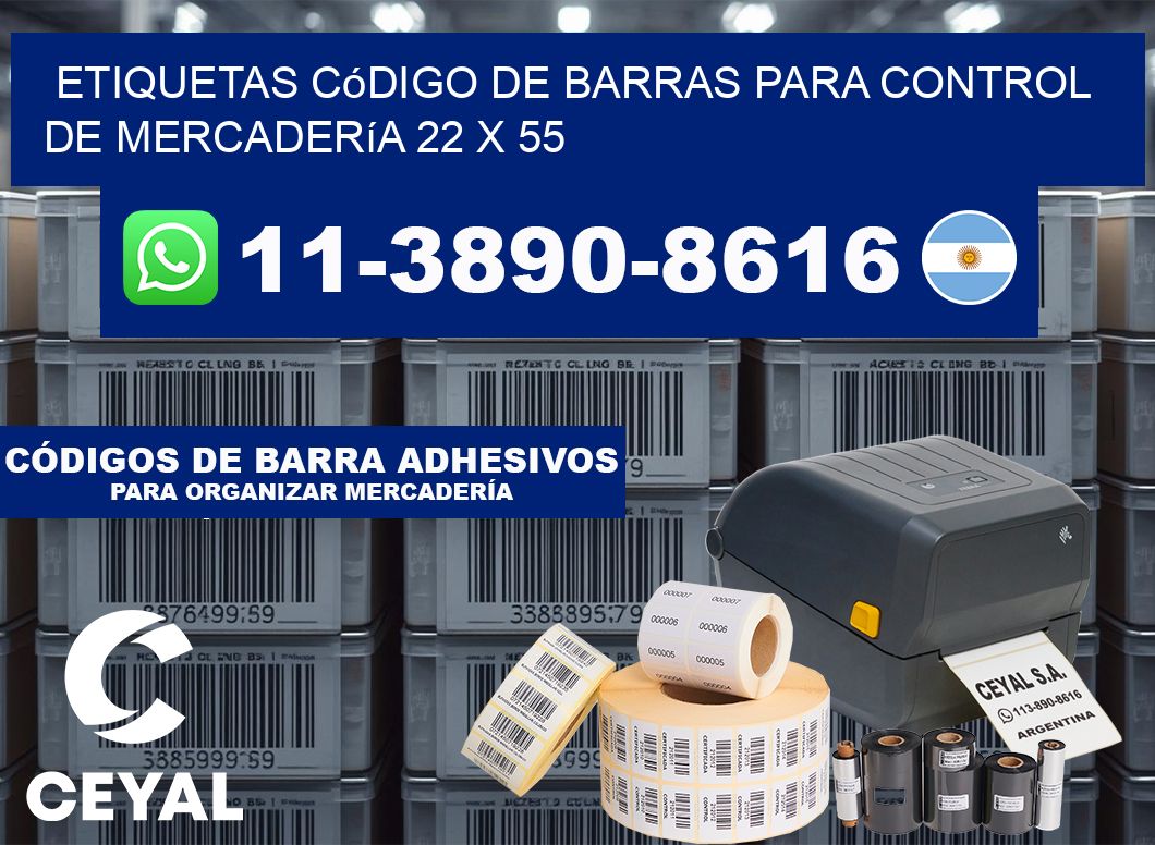 Etiquetas código de barras para control de mercadería 22 x 55