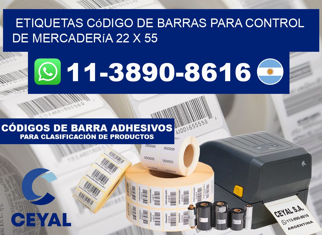 Etiquetas código de barras para control de mercadería 22 x 55