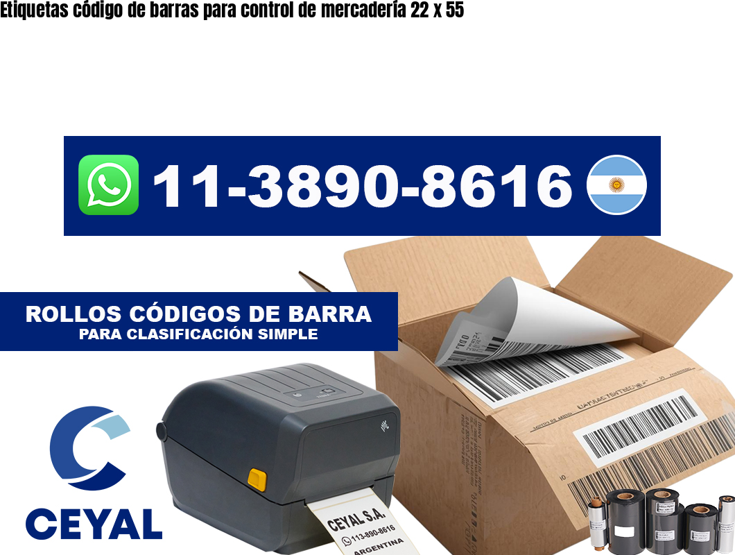 Etiquetas código de barras para control de mercadería 22 x 55