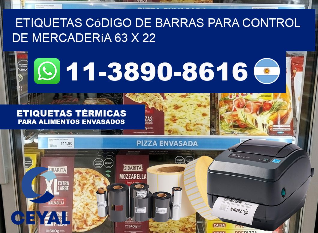 Etiquetas código de barras para control de mercadería 63 x 22