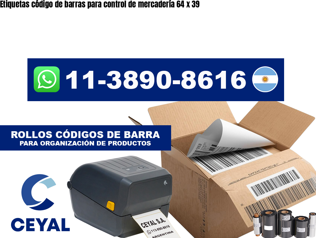 Etiquetas código de barras para control de mercadería 64 x 39