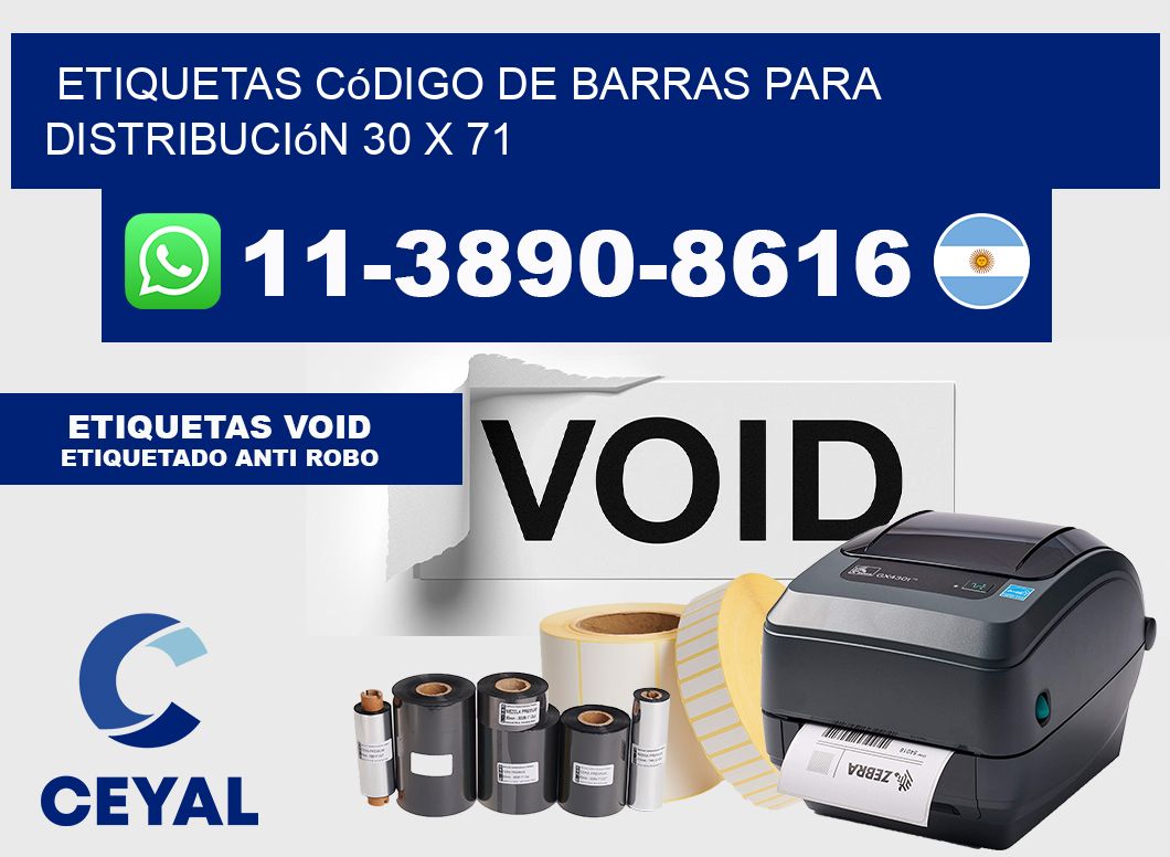 Etiquetas código de barras para distribución 30 x 71