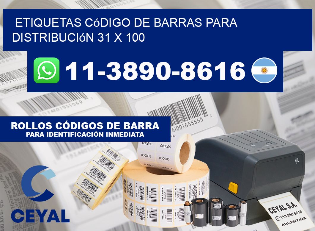 Etiquetas código de barras para distribución 31 x 100