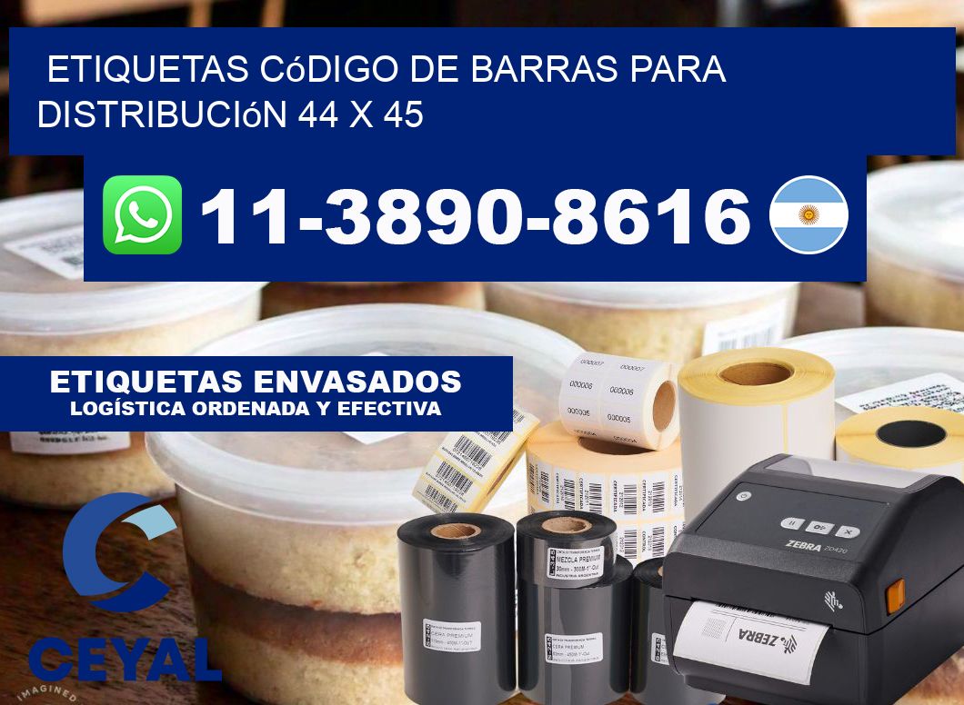 Etiquetas código de barras para distribución 44 x 45