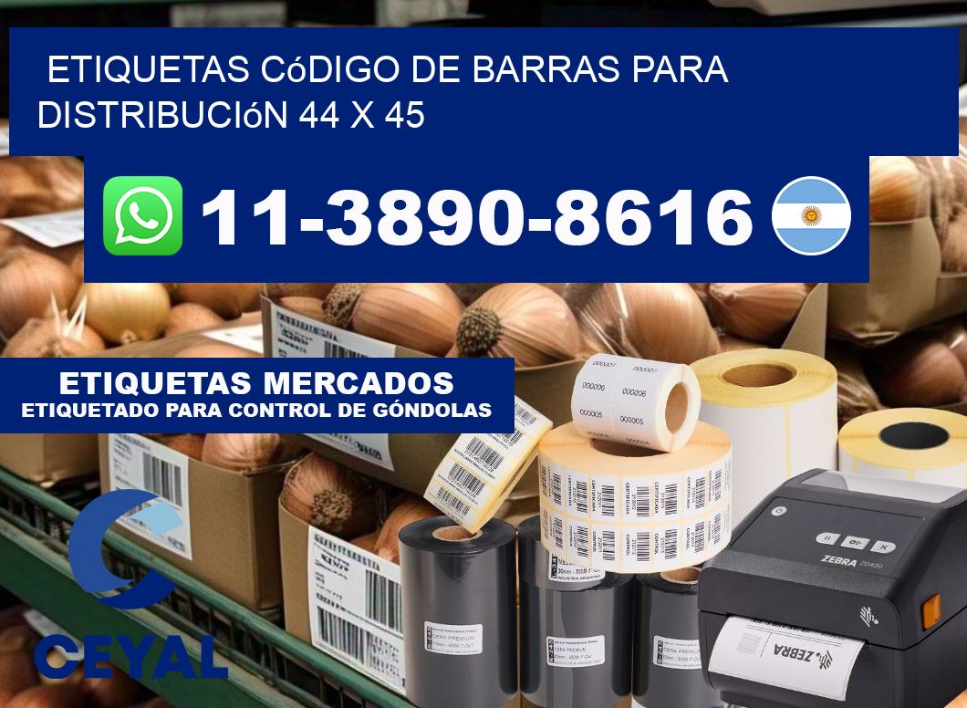 Etiquetas código de barras para distribución 44 x 45