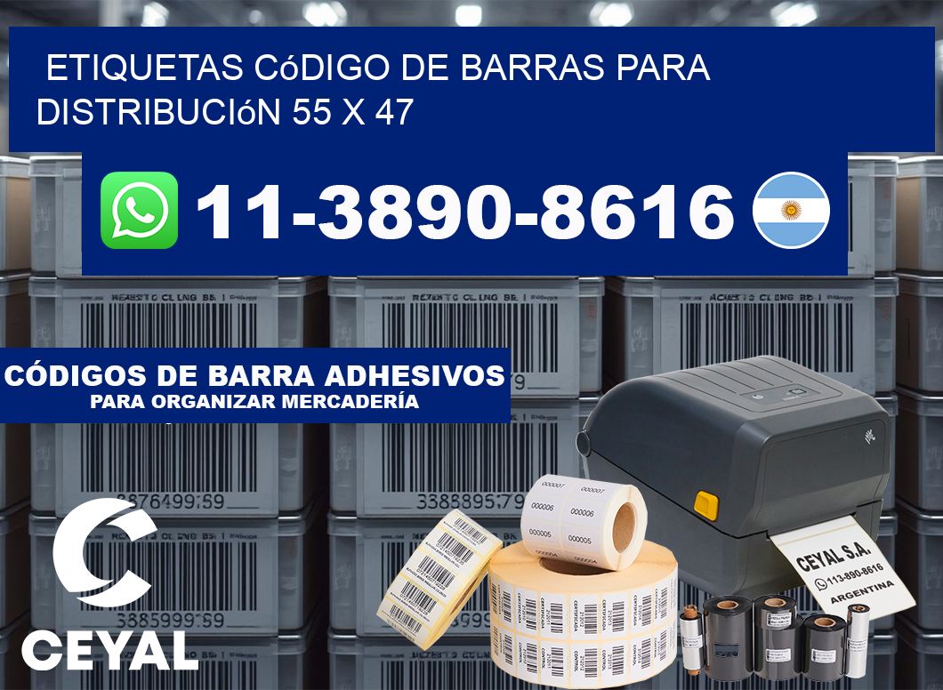 Etiquetas código de barras para distribución 55 x 47