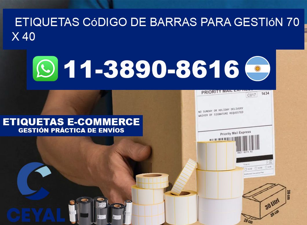 Etiquetas código de barras para gestión 70 x 40