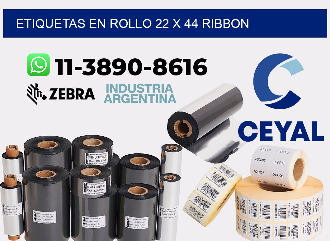 Etiquetas en rollo 22 x 44 ribbon