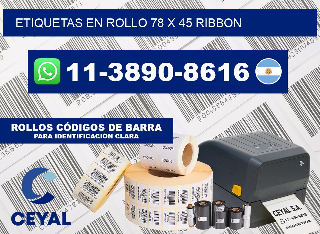 Etiquetas en rollo 78 x 45 ribbon