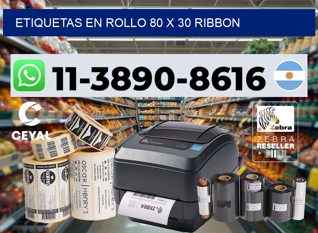 Etiquetas en rollo 80 x 30 ribbon