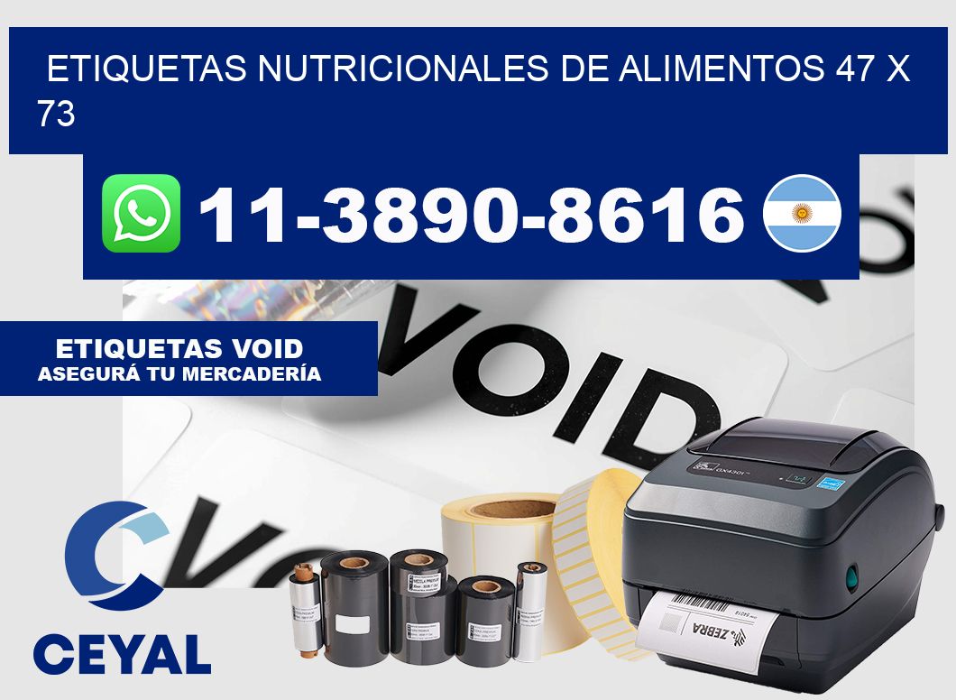 Etiquetas nutricionales de alimentos 47 x 73