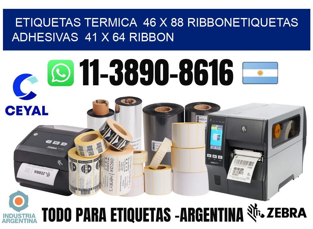 Etiquetas termica 46 x 88 ribbonEtiquetas adhesivas 41 x 64 ribbon