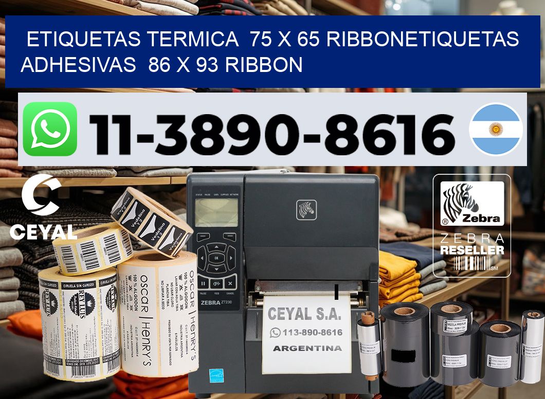 Etiquetas termica 75 x 65 ribbonEtiquetas adhesivas 86 x 93 ribbon