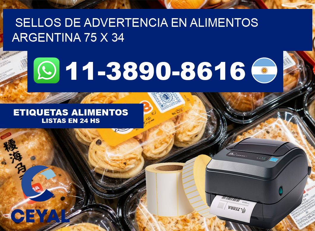 Sellos de advertencia en Alimentos argentina 75 x 34