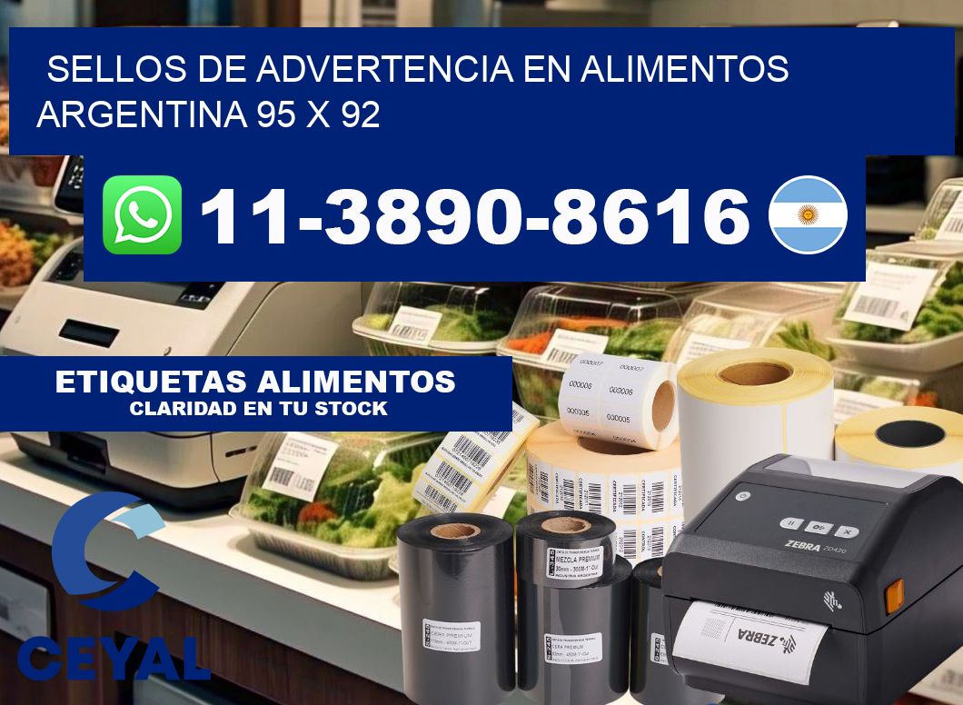Sellos de advertencia en Alimentos argentina 95 x 92