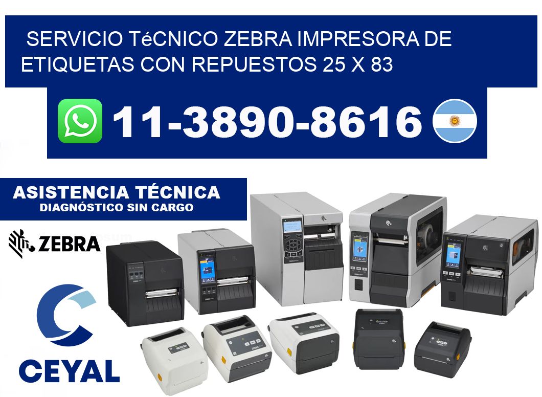 Servicio Técnico Zebra Impresora de Etiquetas con Repuestos 25 x 83