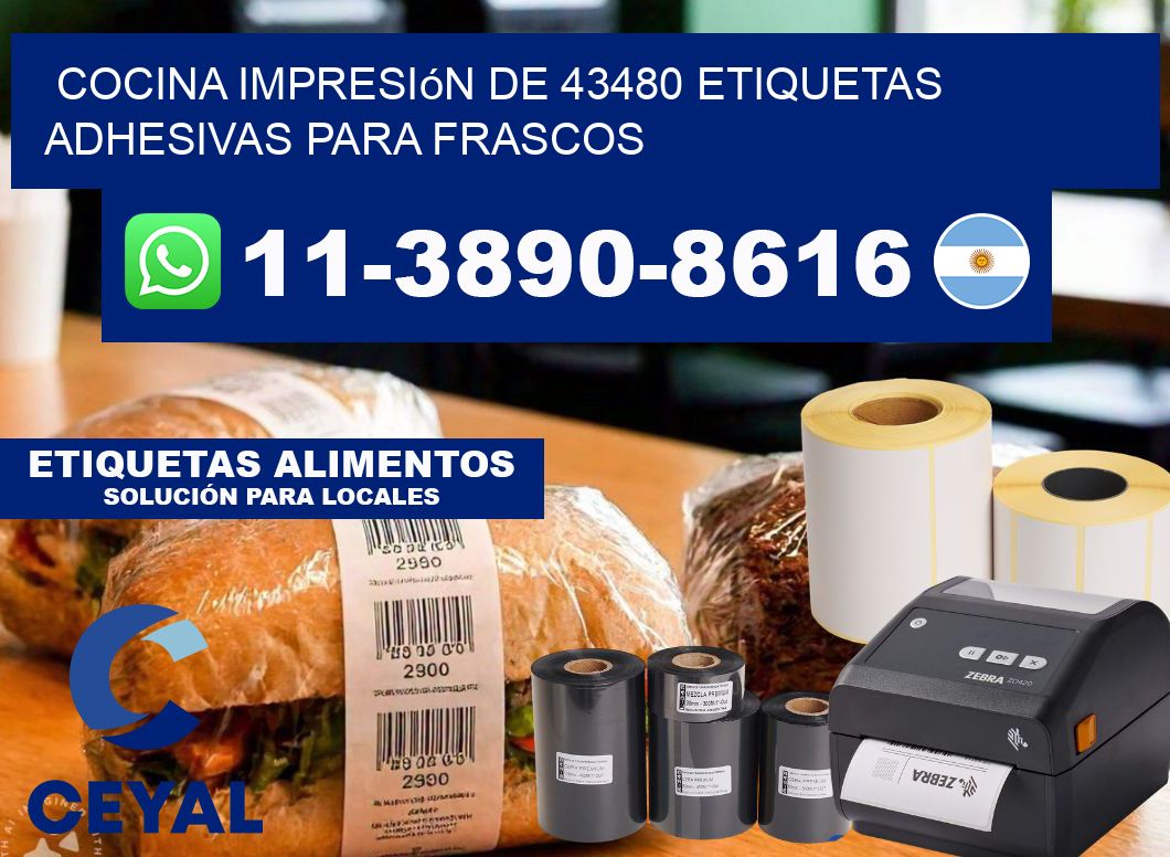 cocina impresión de 43480 etiquetas adhesivas para frascos