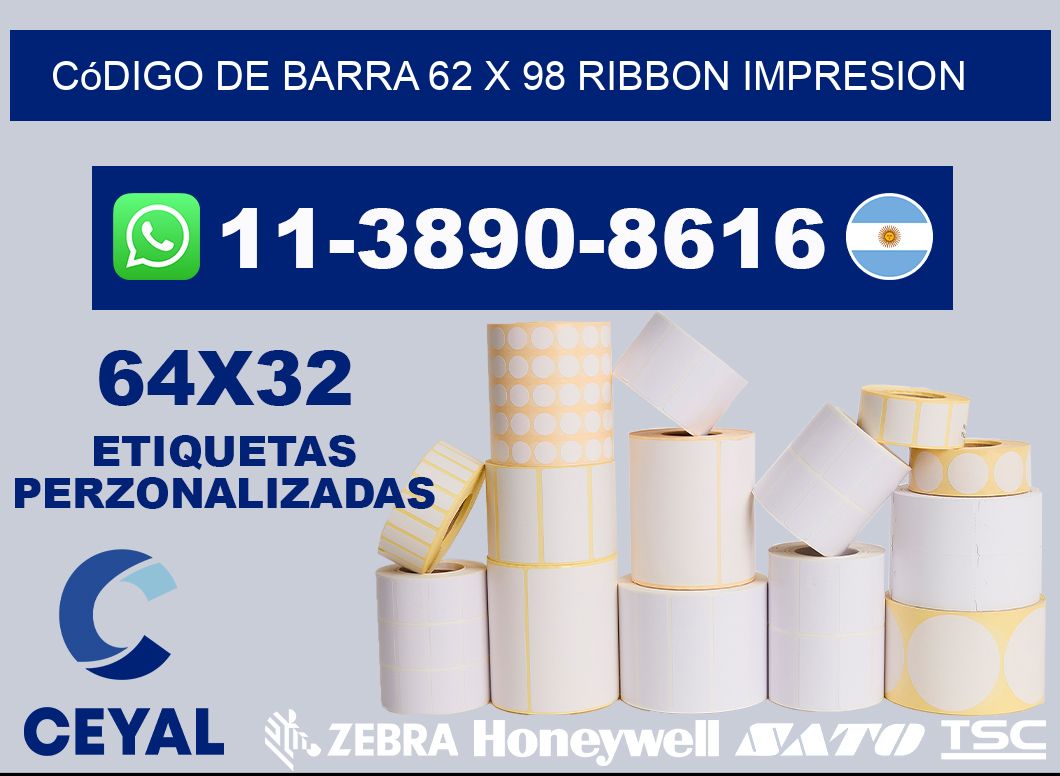 código de barra 62 x 98 ribbon impresion