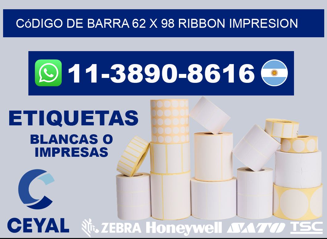 código de barra 62 x 98 ribbon impresion