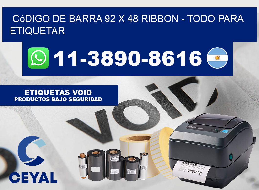 código de barra 92 x 48 ribbon - Todo para Etiquetar