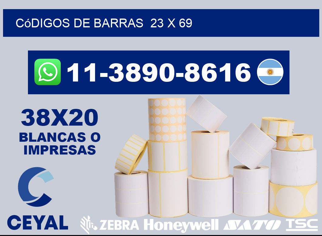 códigos de barras  23 x 69
