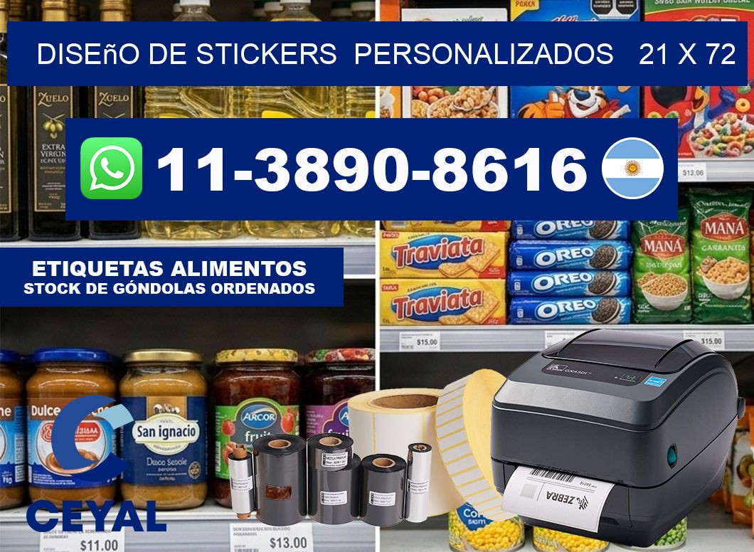 diseño de stickers  personalizados   21 x 72
