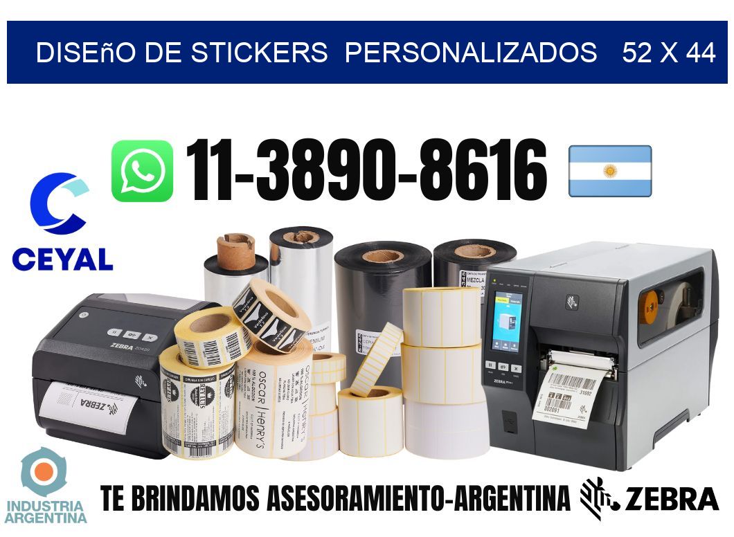 diseño de stickers  personalizados   52 x 44