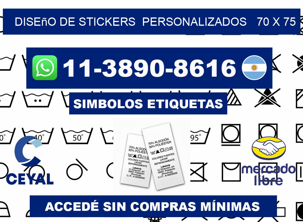 diseño de stickers  personalizados   70 x 75