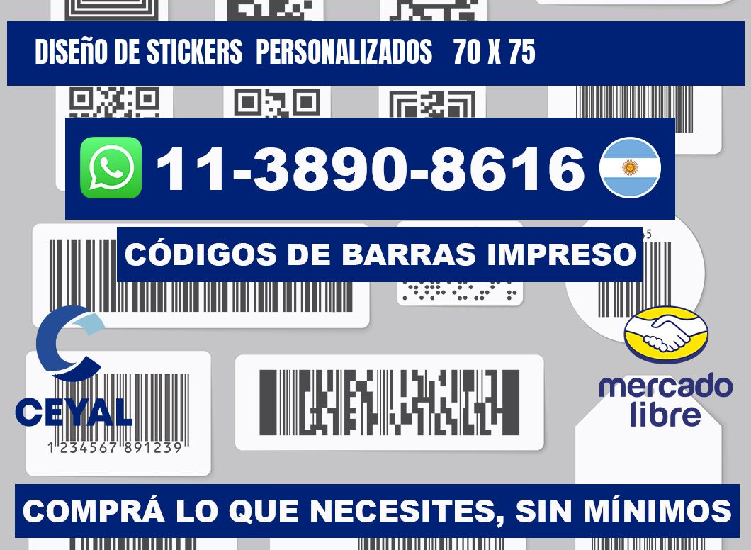 diseño de stickers  personalizados   70 x 75