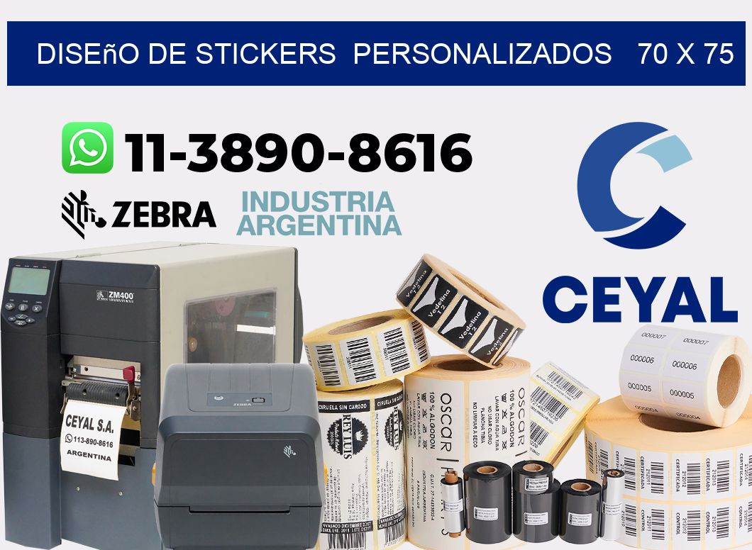 diseño de stickers  personalizados   70 x 75